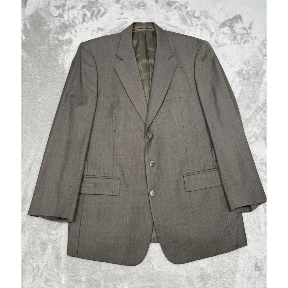 Vintage 80s Hugo Boss Sport Coat Mens 42R Brown Wool Blazer Jacket Plaid Retro